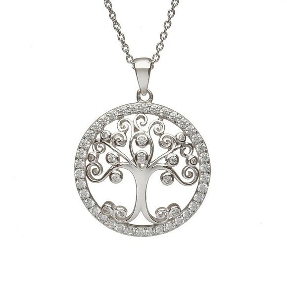 Tree of Life & CZ Sterling Silver Pendant & 18" Chain - Picture 5 of 8